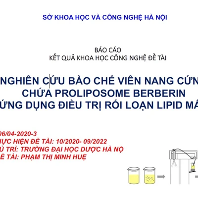 Đề tài 77Win nhận 77k bào chế proliposome do GS. TS. Phạm Thị Minh Huệ làm chủ nhiệm  được nghiệm thu đạt loại xuất sắc